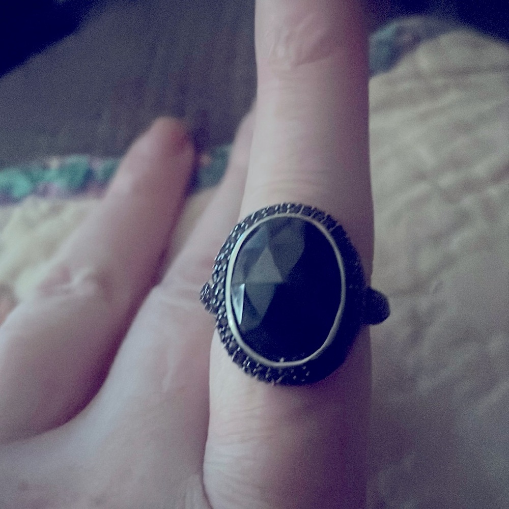 Sterling silver black spinel ring
